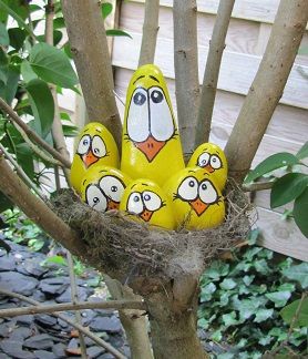 Adorable Chick Pebble Nest Art