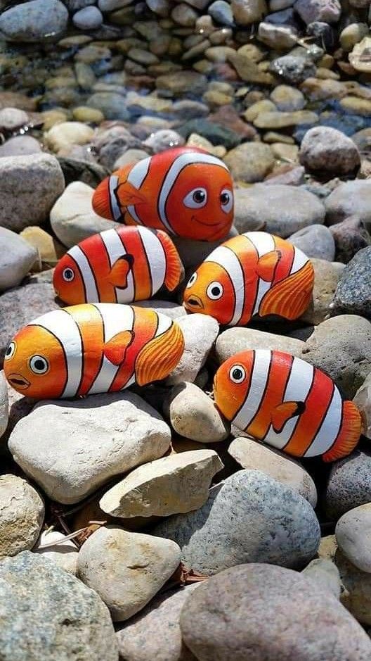 Adorable Clownfish Pebble Art