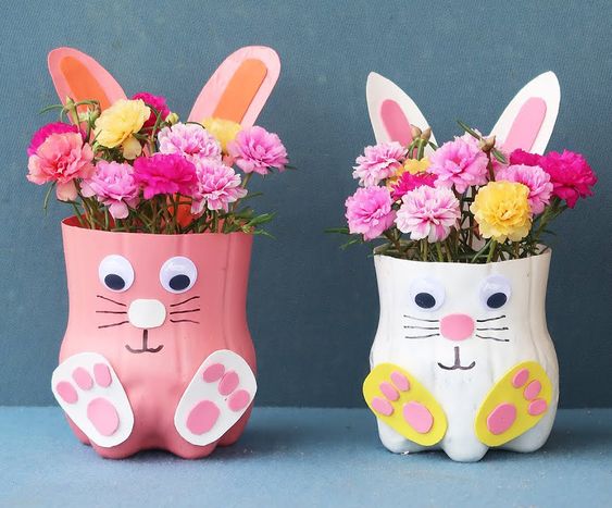 Adorable Upcycled Bunny Planters