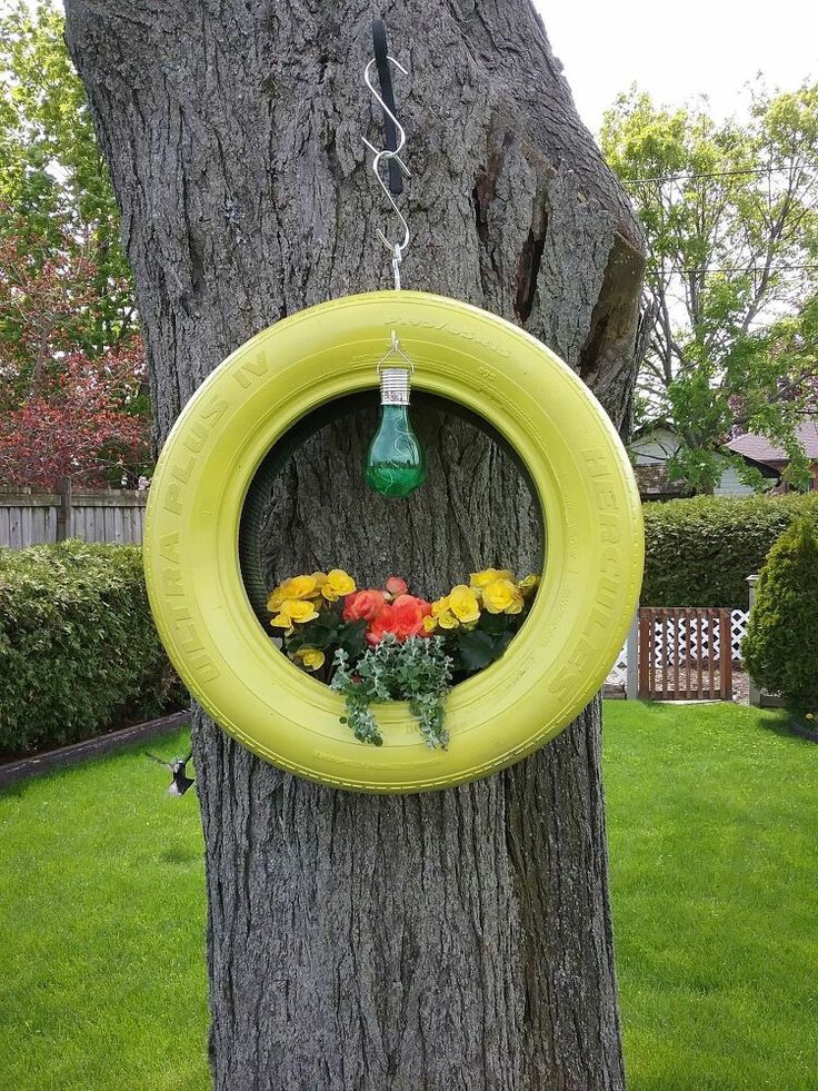 Bright Hanging Tire Planter