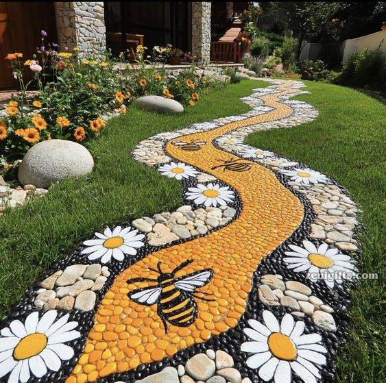 Buzzing Bee and Daisy Pathway