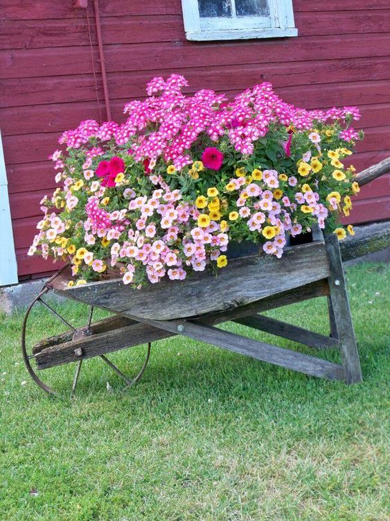 Charming Wheelbarrow Flower Bed