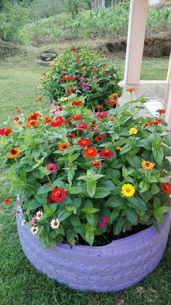 Colorful Tire Garden Beds