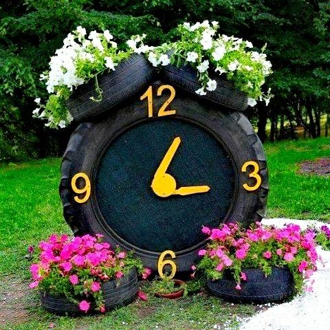 Creative Tire Clock Planter