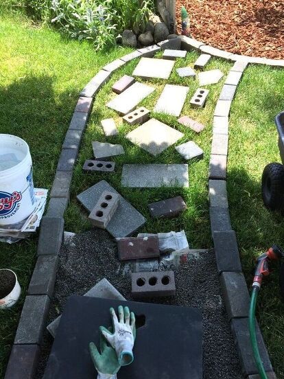 Eclectic Brick and Stone Pathway