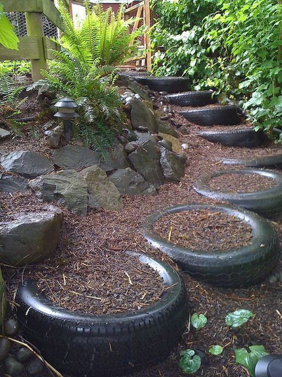 Eco-Friendly Tire Step Pathway