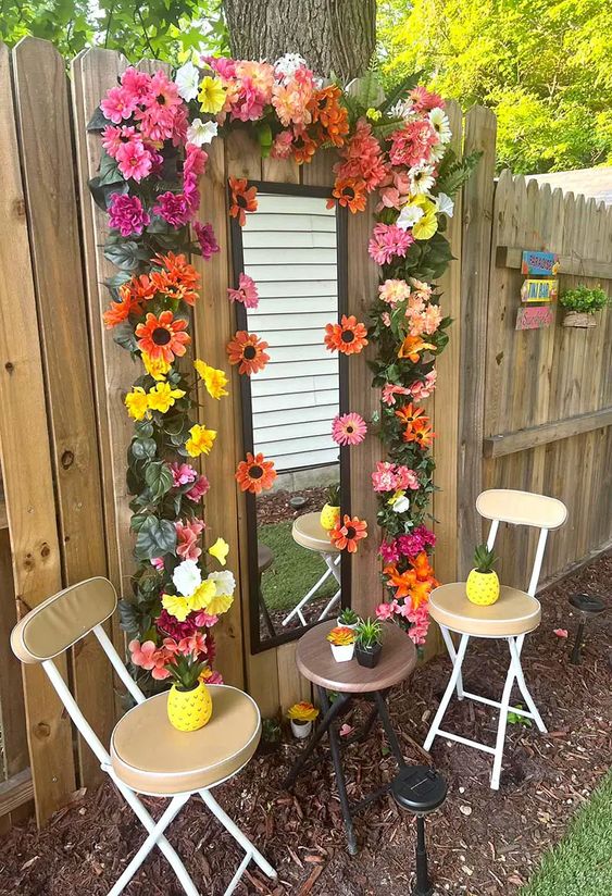 Floral Mirror Garden Corner