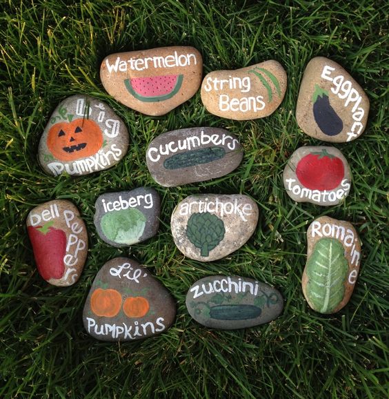 Garden Marker Painted Pebbles