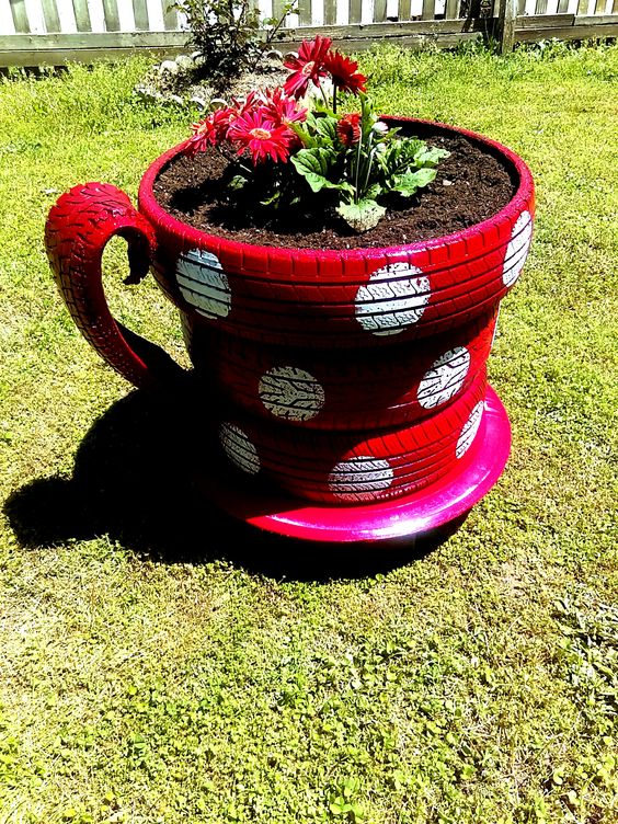 Giant Teacup Tire Planter