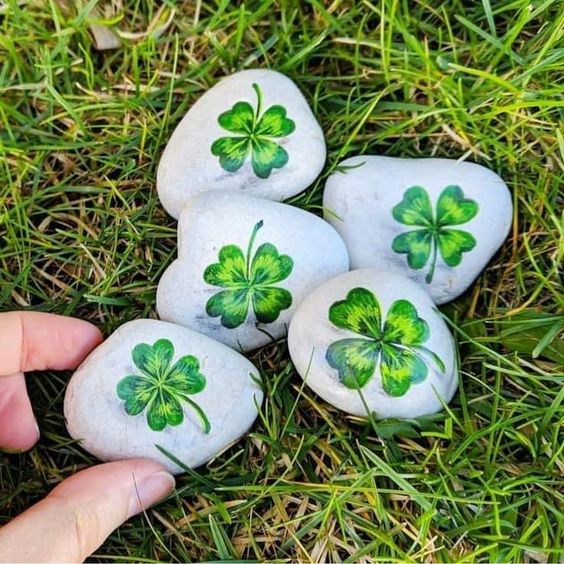 Lucky Clover Pebble Art