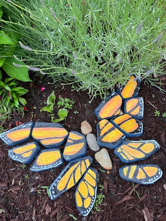 Monarch Butterfly Pebble Art