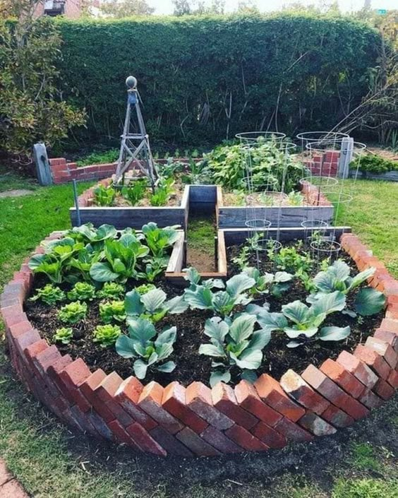 Raised Brick Keyhole Garden Bed