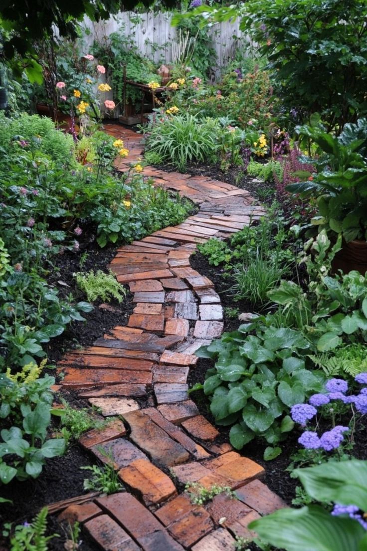 Rustic Brick Garden Pathway