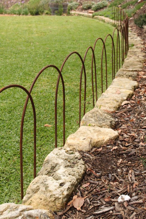 Rustic Wire and Stone Edging