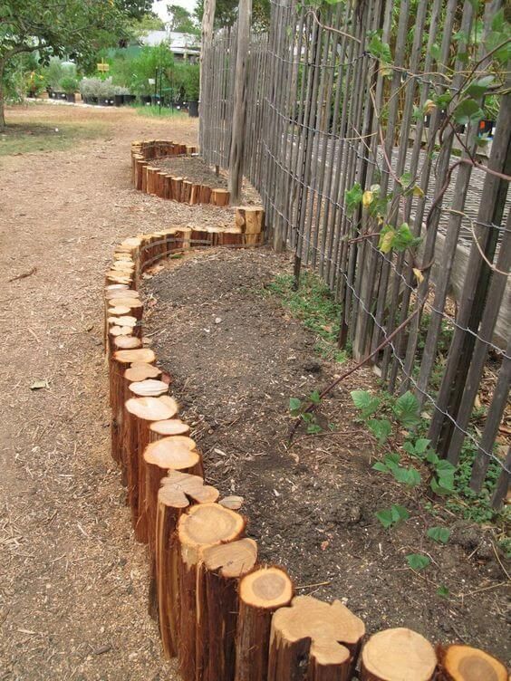 Rustic Wooden Log Edging