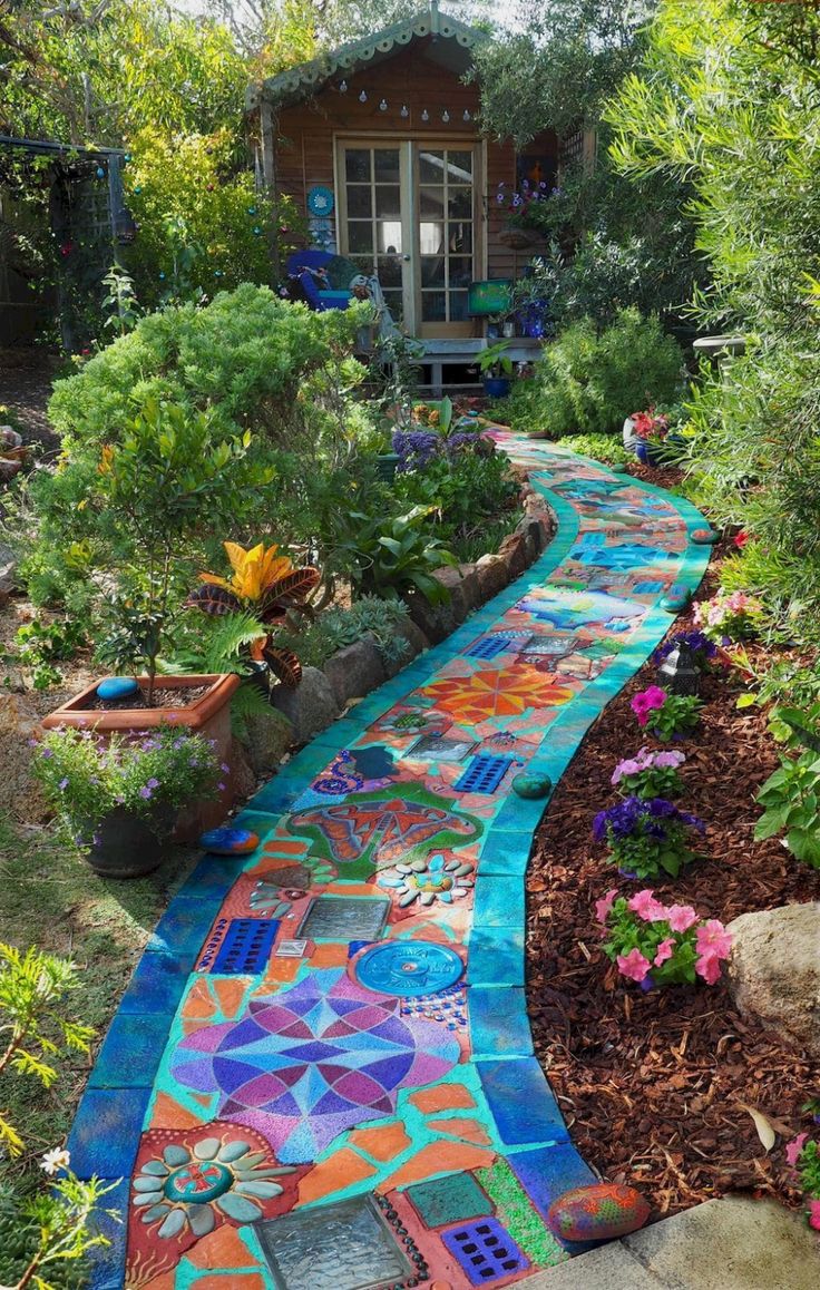 Vibrant Mosaic Art Pathway