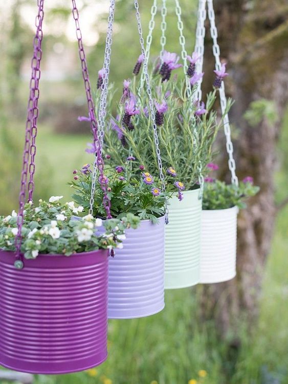 Vibrant Tin Can Hanging Planters