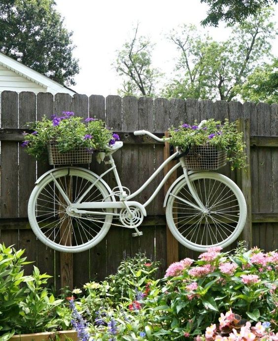 Vintage Bicycle Planter Fence