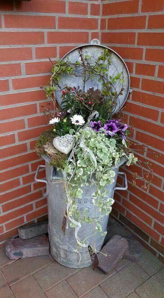 Vintage Metal Can Planter Bed