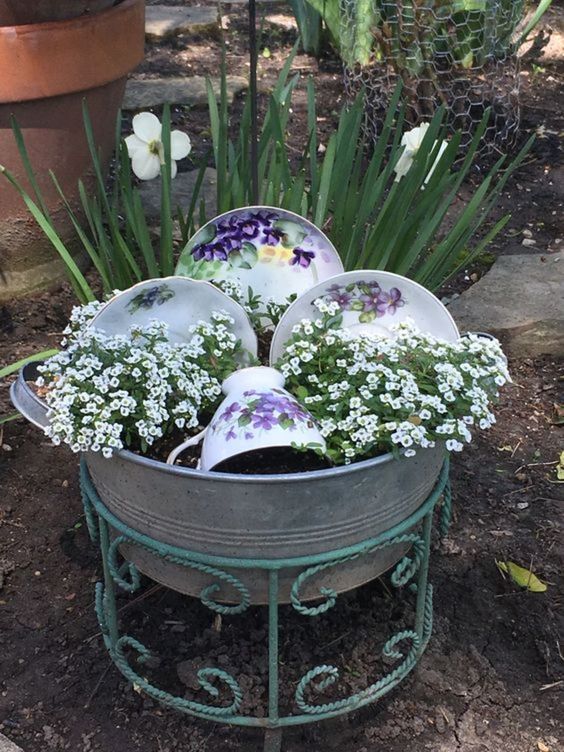 Vintage Teacup Flower Display