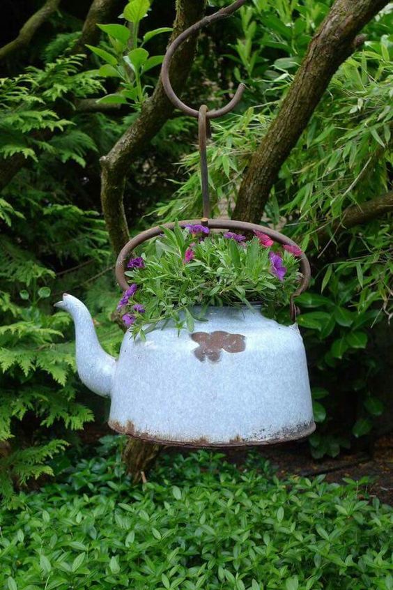 Vintage Teapot Hanging Planter