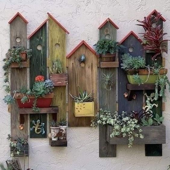 Whimsical Birdhouse Wall Planter Display