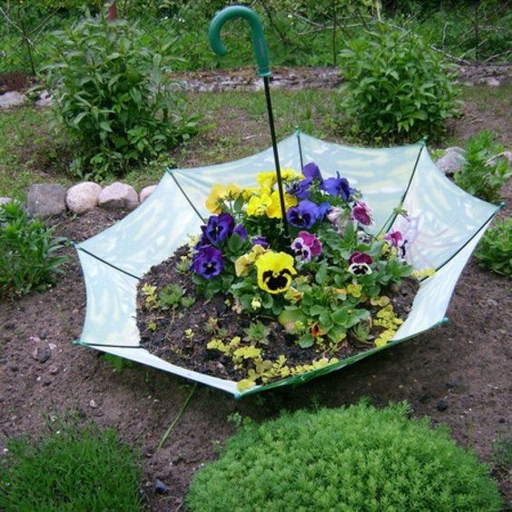 Whimsical Umbrella Flower Bed