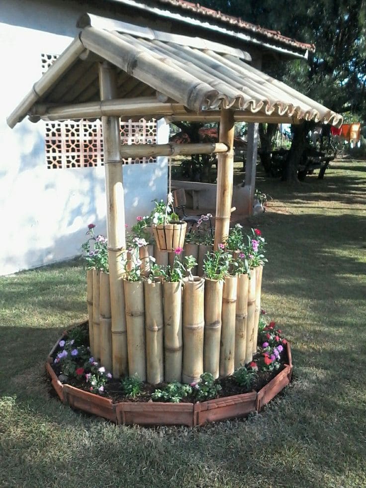 Charming Bamboo Wishing Well Planter