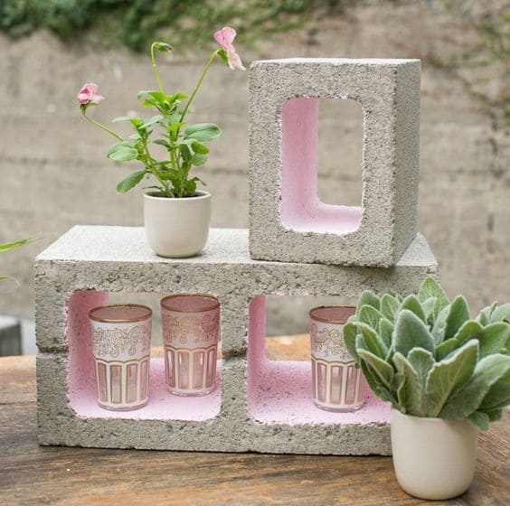 Charming Painted Cinder Block Display