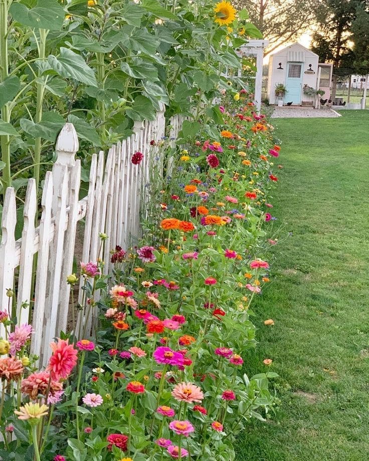 Charming Zinnia Fence Border