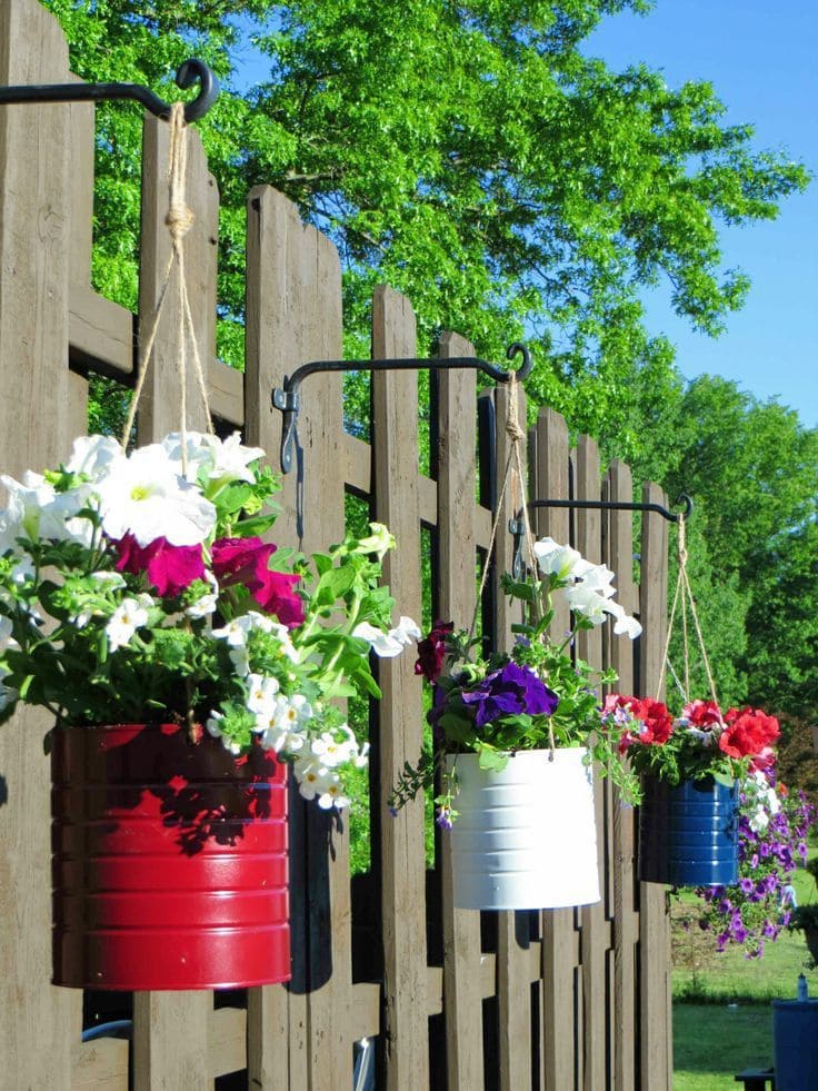 Colorful Hanging Tin Planters