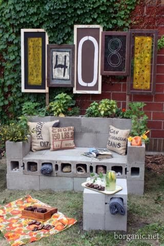 Cozy Cinder Block Garden Bench