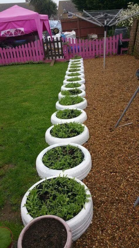 Inspired Tire Garden Planters Row