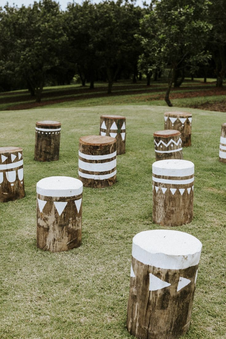 Rustic Geometric Tree Stump Seating