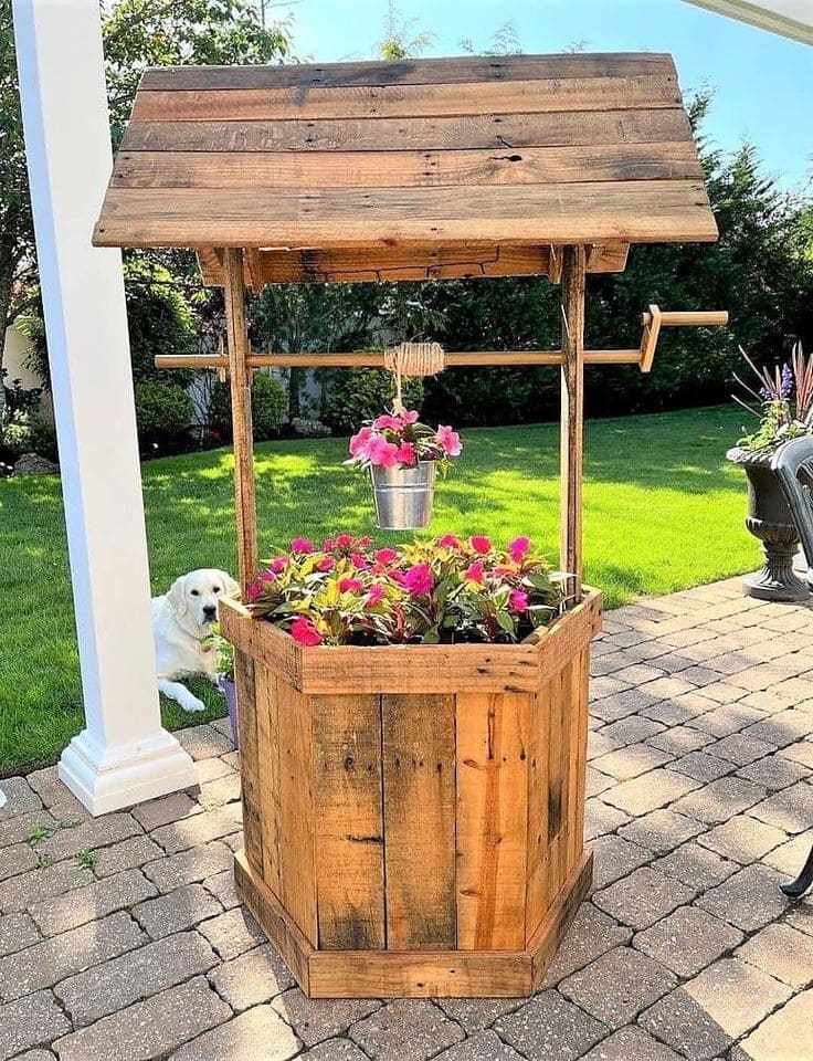 Rustic Pallet Wishing Well