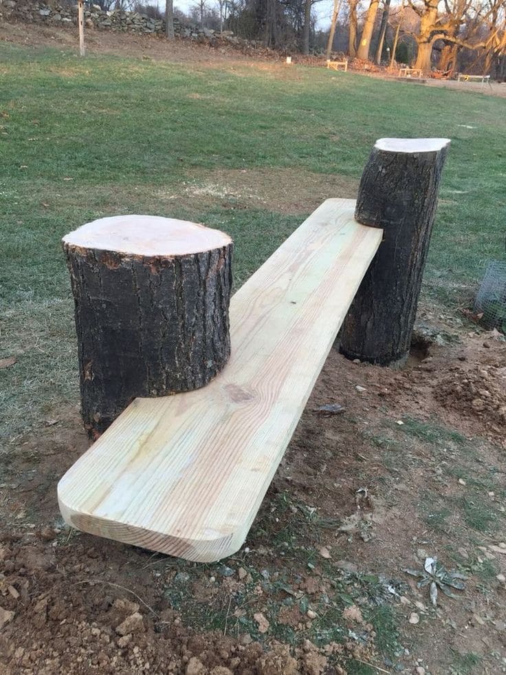 Rustic Tree Trunk Bench