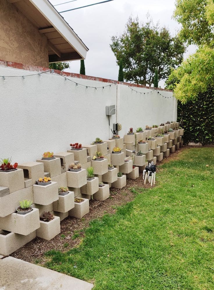 Stylish Vertical Cinder Block Planters