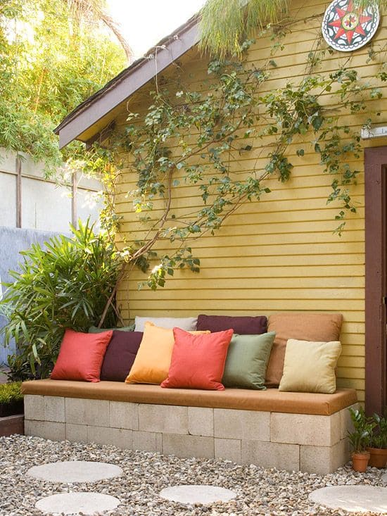 Vibrant Cinder Block Outdoor Bench