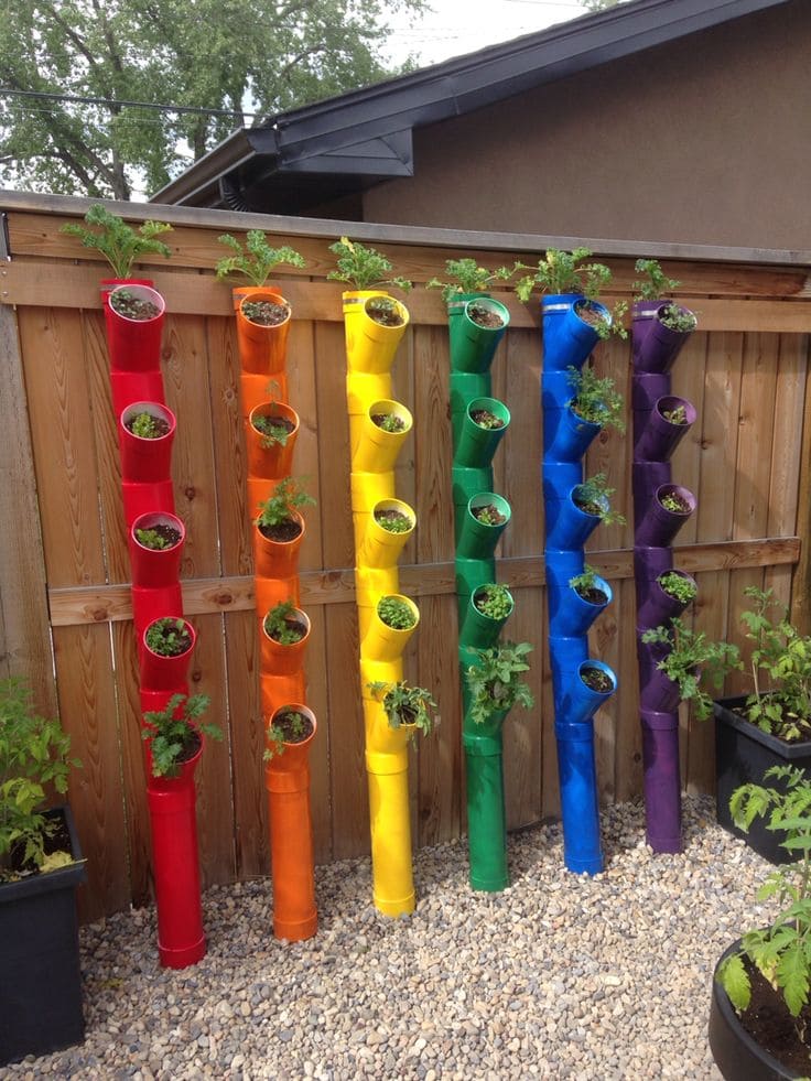 Vibrant Rainbow Vertical Planters