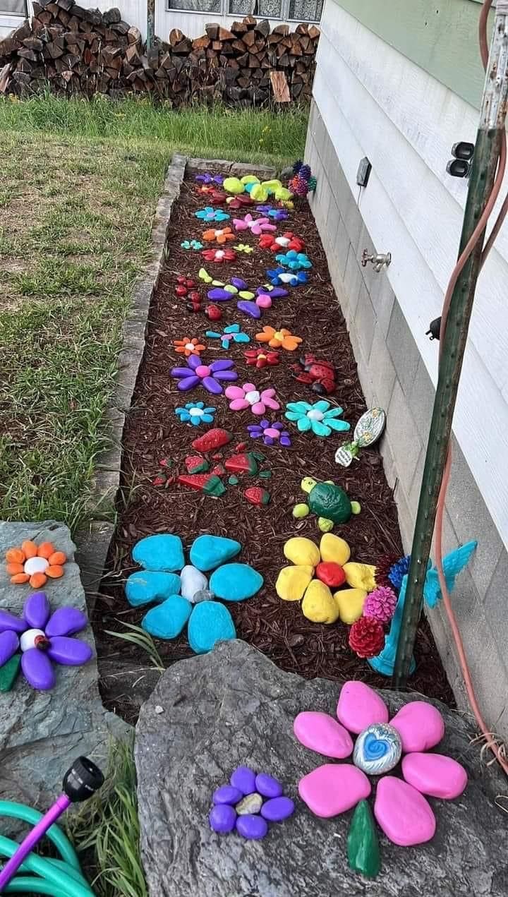 Whimsical Painted Rock Garden Path