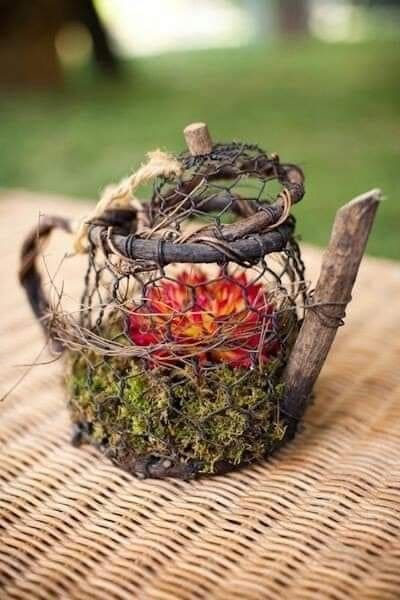 Whimsical Wire Teapot Planter