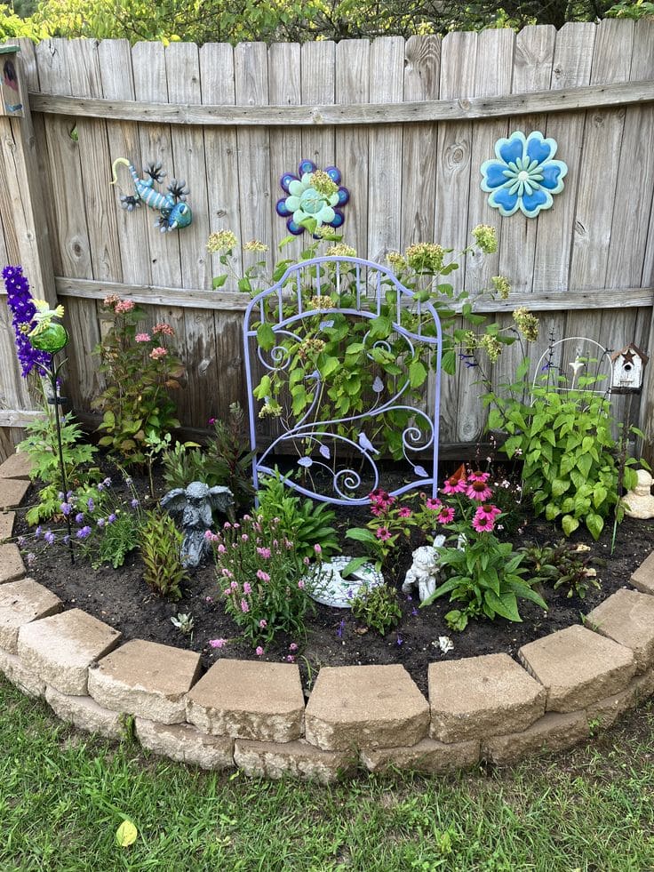 Charming Fence Garden with Whimsical Accents