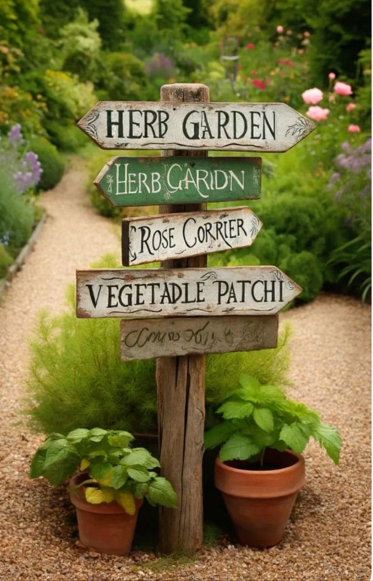 Charming Rustic Pathway Garden Signs