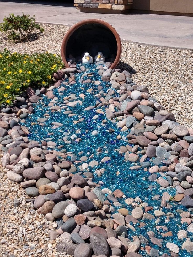 Glass Riverbed Garden Feature