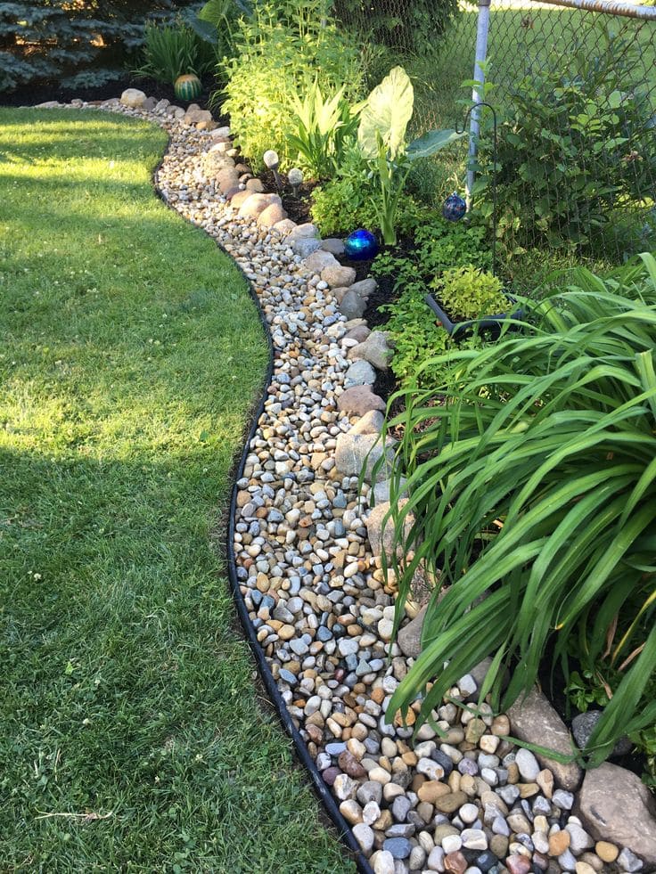 Graceful Pebble Border Garden Design