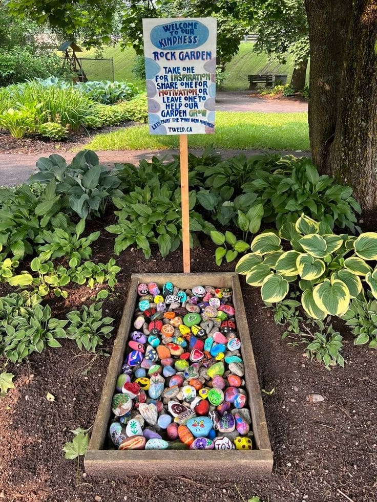 Inspirational Kindness Rock Garden Display