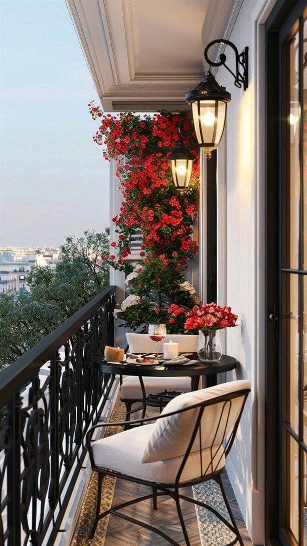 Romantic Floral Balcony Escape