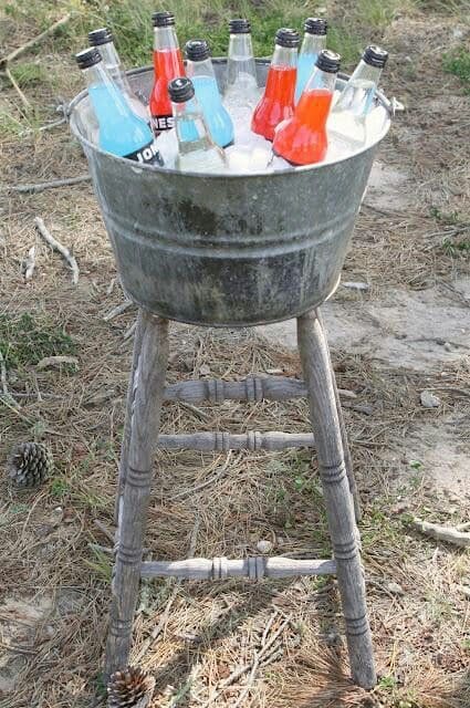 Rustic Bucket Beverage Cooler Stand