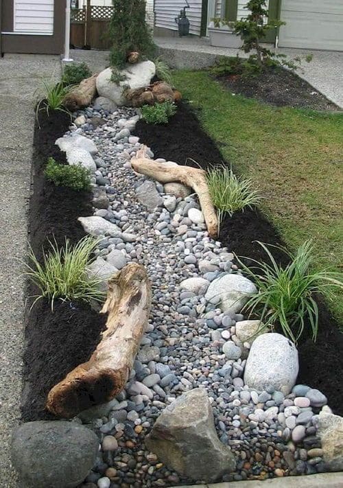 Rustic Dry Creek Bed Landscape Design