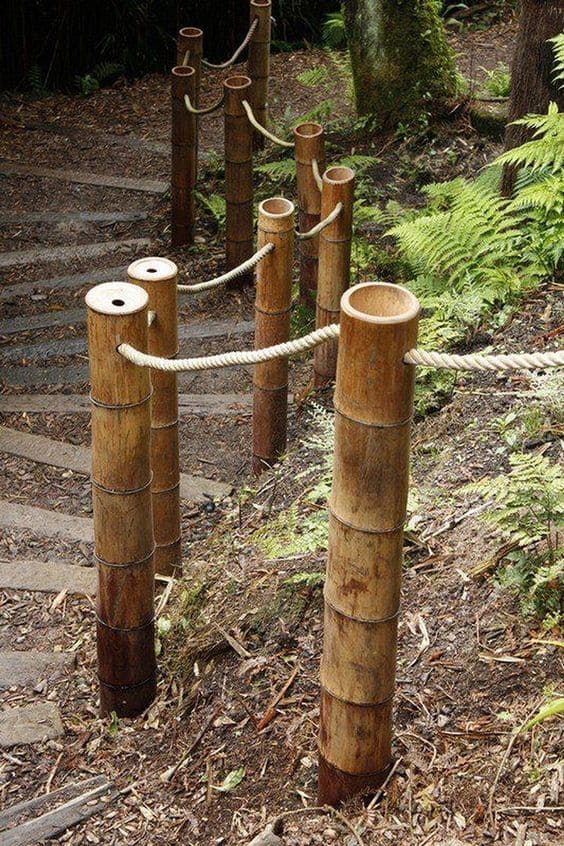 Rustic Rope and Bamboo Fence